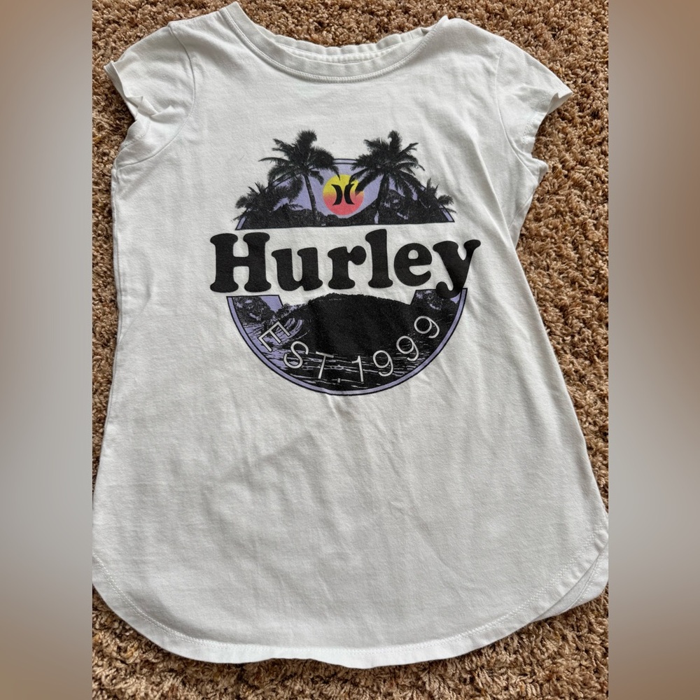 Hurley t-shirt, white with cap sleeves, size M (10/12)